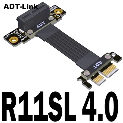

ADT-Link 4,0 PCI-E X1 To X1 Поворот 90 градусов Вертикальный прямоугольный удлинитель PCIe 4,0 X1 (16G/bps)