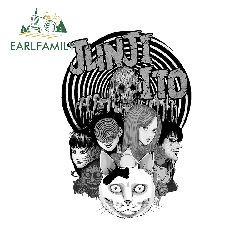 

EARLFAMILY 13cm x 12.4cm for Junji Ito Horror Comic Car Sticker Motorcycle Helmet Camper Surfboard Fine Personality Decoration