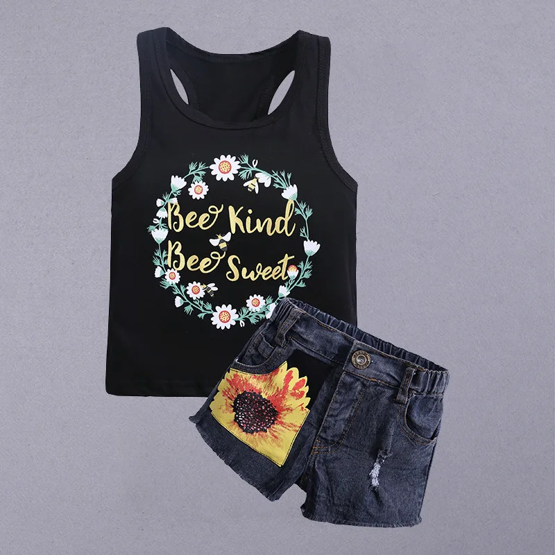 Топ и шорты для девочек из хлопка с мультяшным принтом | Детская одежда обувь