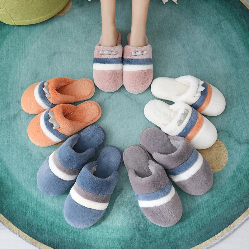 

Women Men Slippers Winter Home Fashion Non-Slip Soft Warm Cute Indoor Bedroom House Couples Floor Shoes