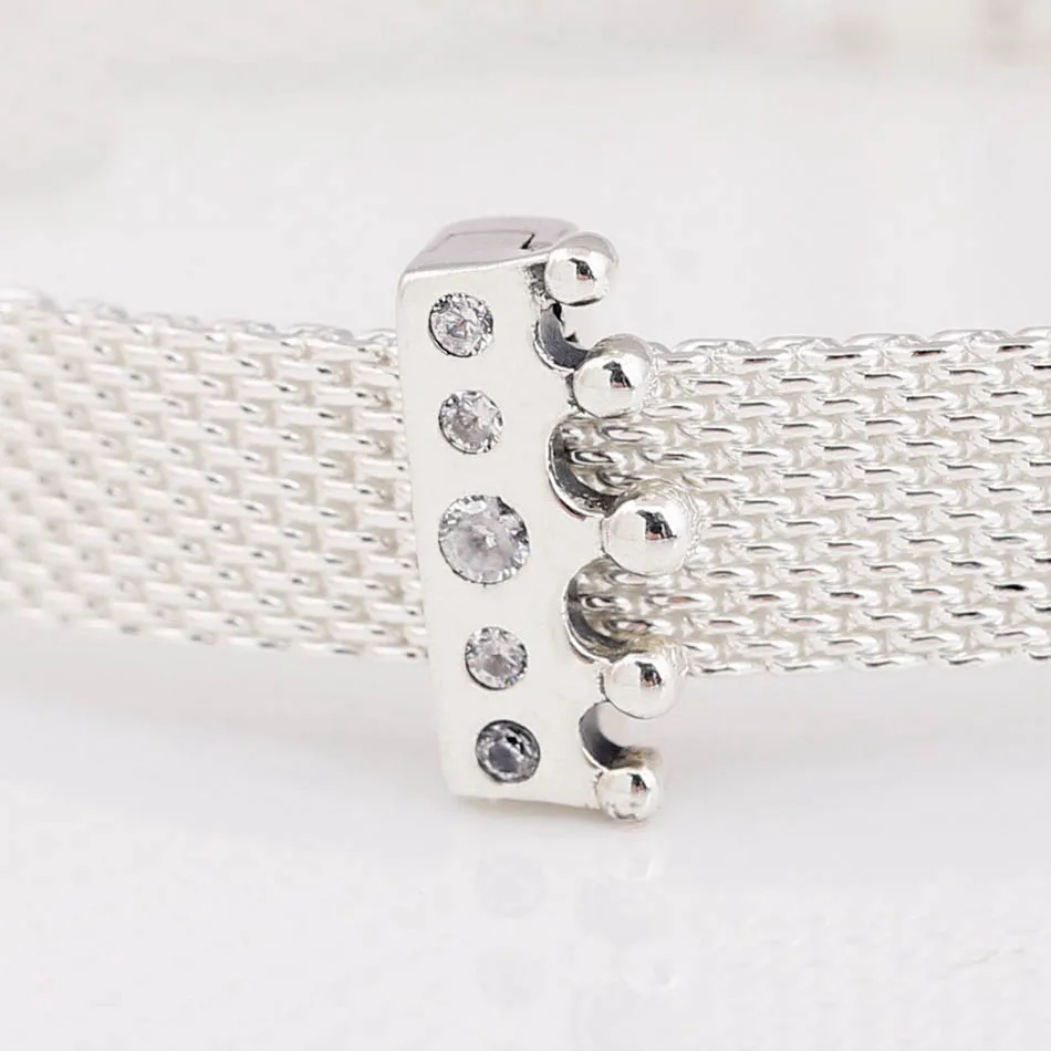 

Подлинная Серебряная рефлексионная Корона S925 с хрустальным зажимом, шарм, подходящий женский браслет, браслет для женщин, сделай сам, изгот...