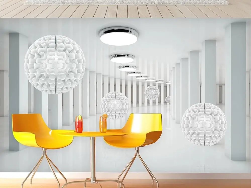 

New Custom 3D Large Mural Wallpaper Polygonal sphere abstract architectural space children's room TV Background living Bedroom