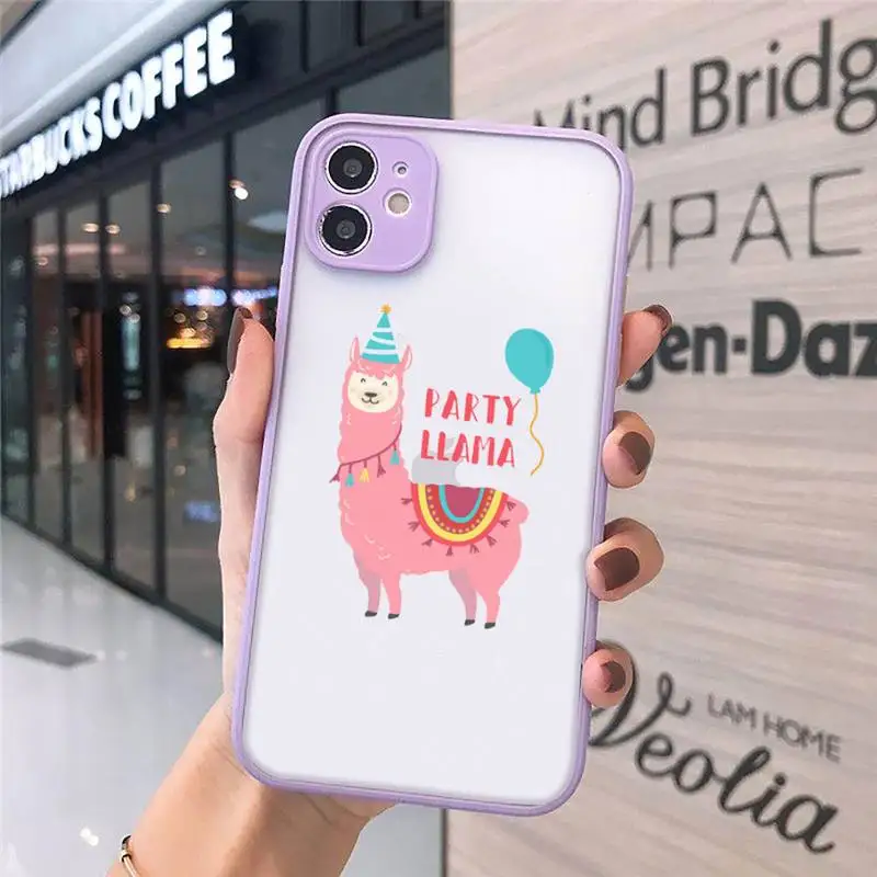 

Alpaca cute cartoon animal Phone Cases matte transparent For iphone 7 8 11 12 plus mini x xs xr pro max cover