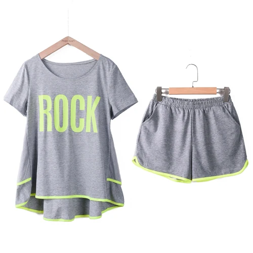 

Casual Plus Size Women Tracksuits Letter Women Two Piece Outfits Summer Loose Wholesale Clothing Women Set Short Sets