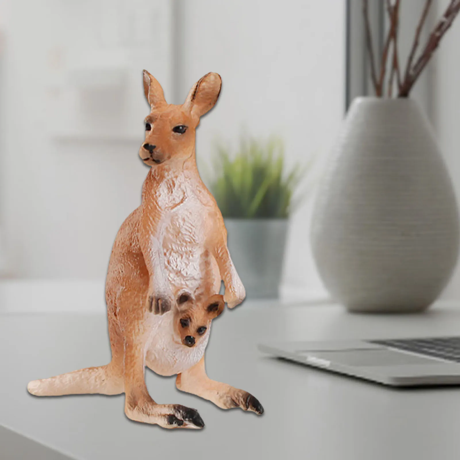 Canguro femenino con cachorro, modelo de simulaci&oacute;n de Animal, mu&ntilde;eca, ornamento educativo-2
