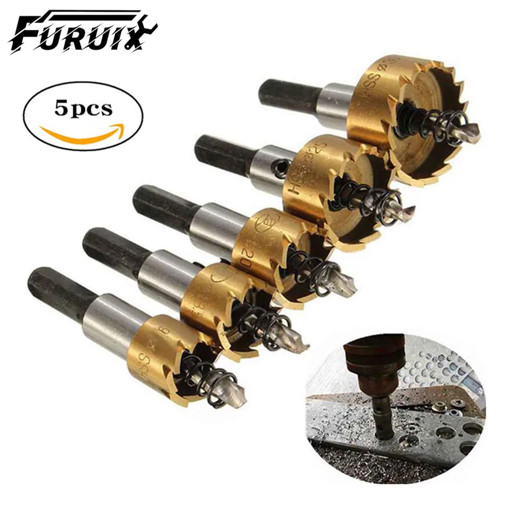 

5pcs FURUIX TOOLS Hole Saw Tooth Kit HSS Steel Core Drill Bit Set Cutter Tool For Metal Wood Alloy