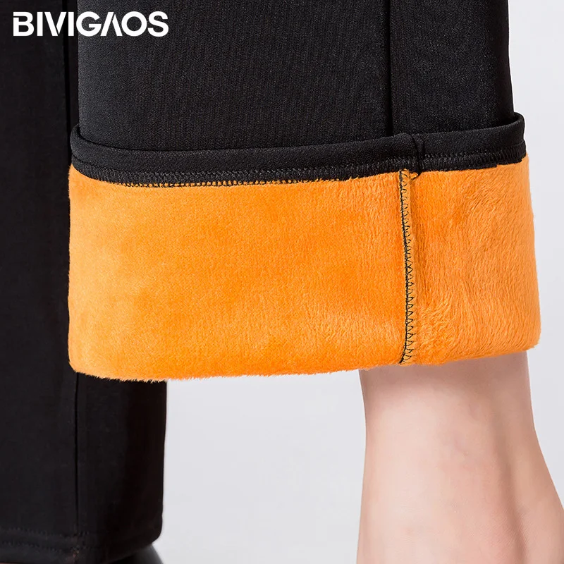 BIVIGAOS 2019 Стиль досуга осень зима удобные женские теплые брюки среднего возраста