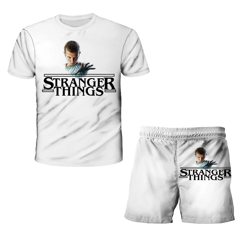 

2021 Fashion Odd Thing Kids T Shirt Set 3D Printed Girls Fun Clothes Boy Clothes Kids Summer Top Game Kids Clothes T Shirt + Pan