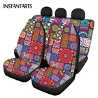 Квадратные Чехлы INSTANTARTS в богемном стиле с рисунком мандалы из полиэстера для передних и задних сидений автомобиля, набор мягких чехлов для автомобильных сидений