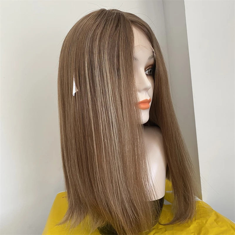 Парик Yelin с двойным Утоплением искусственные человеческие волосы со шнуровкой