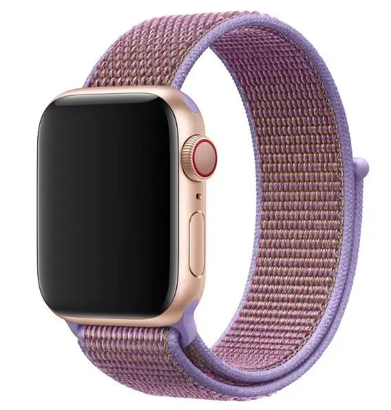 Lilac Горячая цветной нейлоновый ремешок для Apple Watch серии 4 44 мм 40 мм ремешок для часов спортивные полосы для iwatch 42 мм 38 мм 3 2 1 серия 5 - Цвет ремешка: Lilac