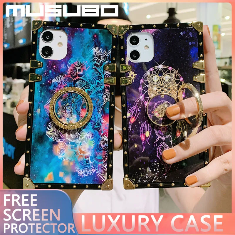

MUSUBO Luxury 3D Phone Case For iPhone 12 11 PRO MAX Blu-Ray Square Cover Shockproof Fashion Soft Edging Protection Cover Cases