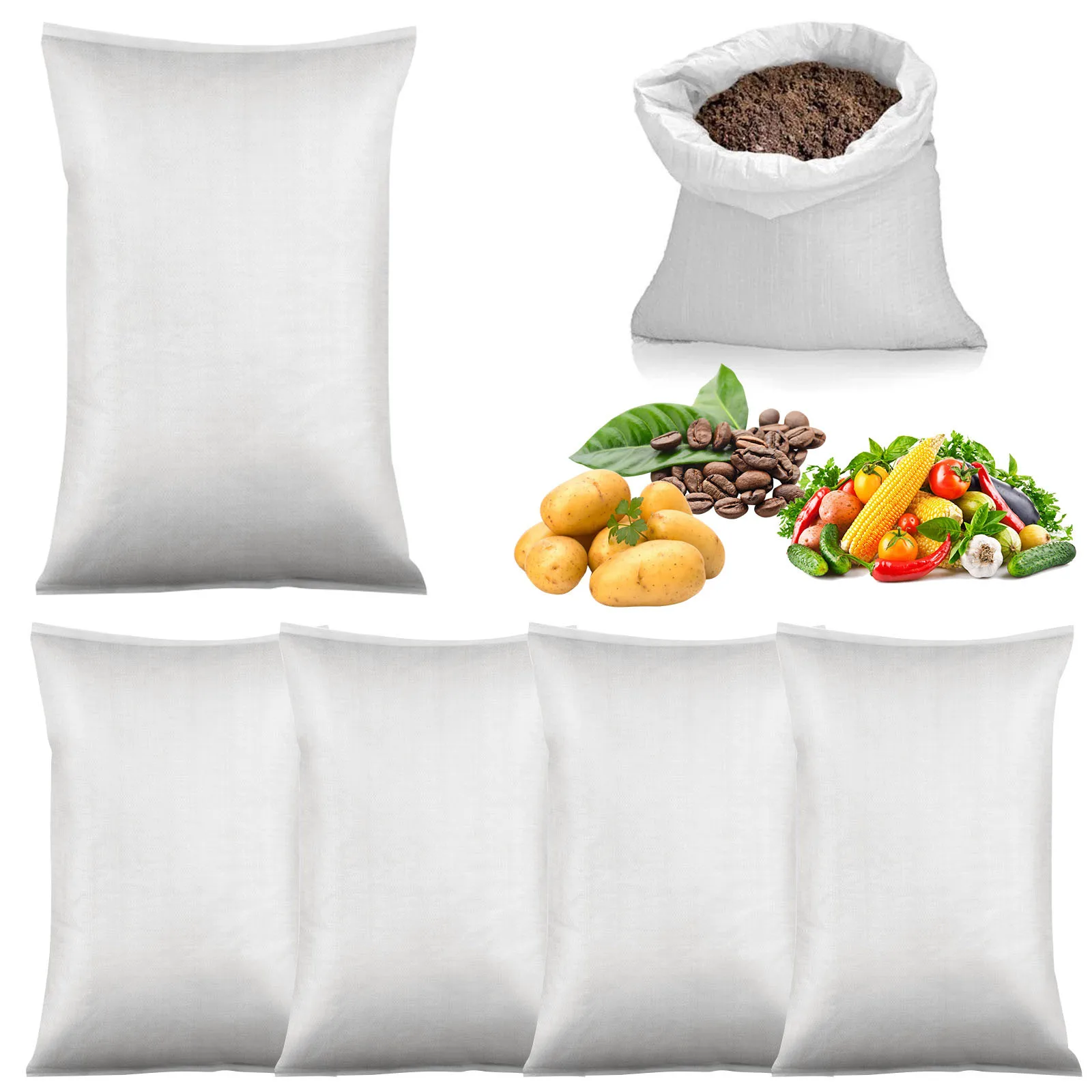 

3Pcs/5Pcs Plastic Woven Bag Flooding Sandbag Protection Packaging Bags Thick White Woven Storage Bag Packing Sack 13.7X23.6in
