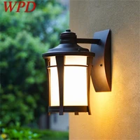 wpd outdoor wall lamp led classical retro coffee light sconces waterproof decorative for home aisle