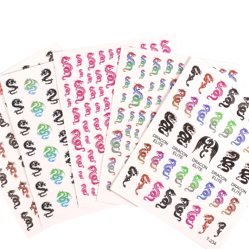 3D наклейки для ногтей с китайским драконом декоративные дизайнерские