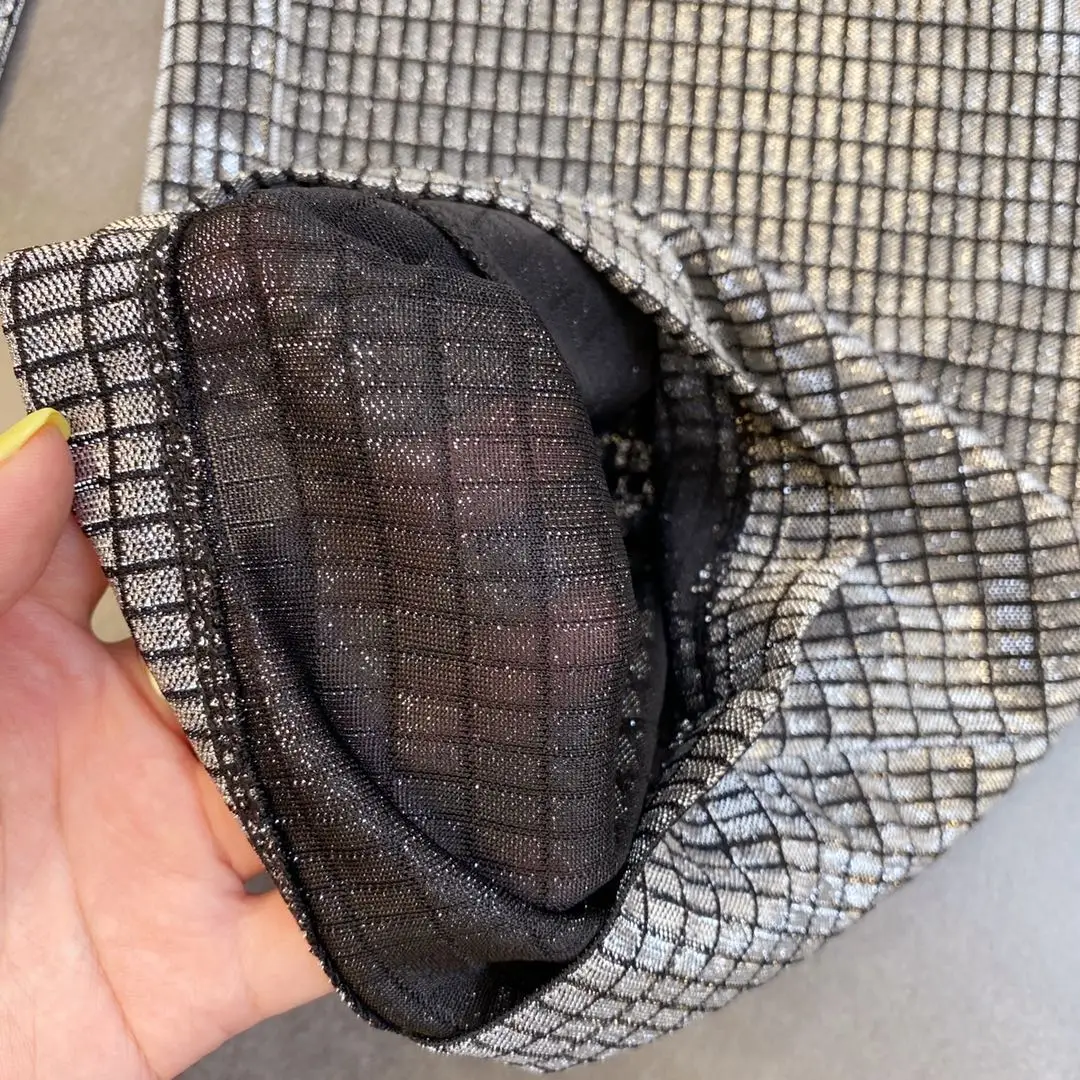 

ZCSMLL Summer elastic waist bright and shiny dark plaid straight streetwear straight high waist casual pants trend 2021 fashion