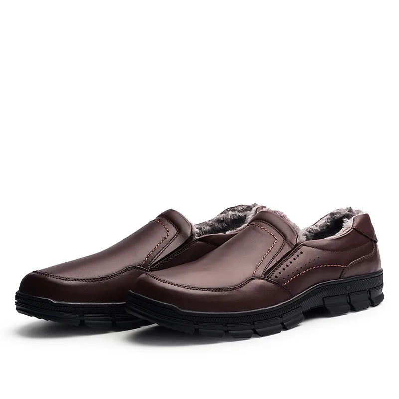 Теплые мужские ботинки из натуральной кожи большие модные зимние удобные