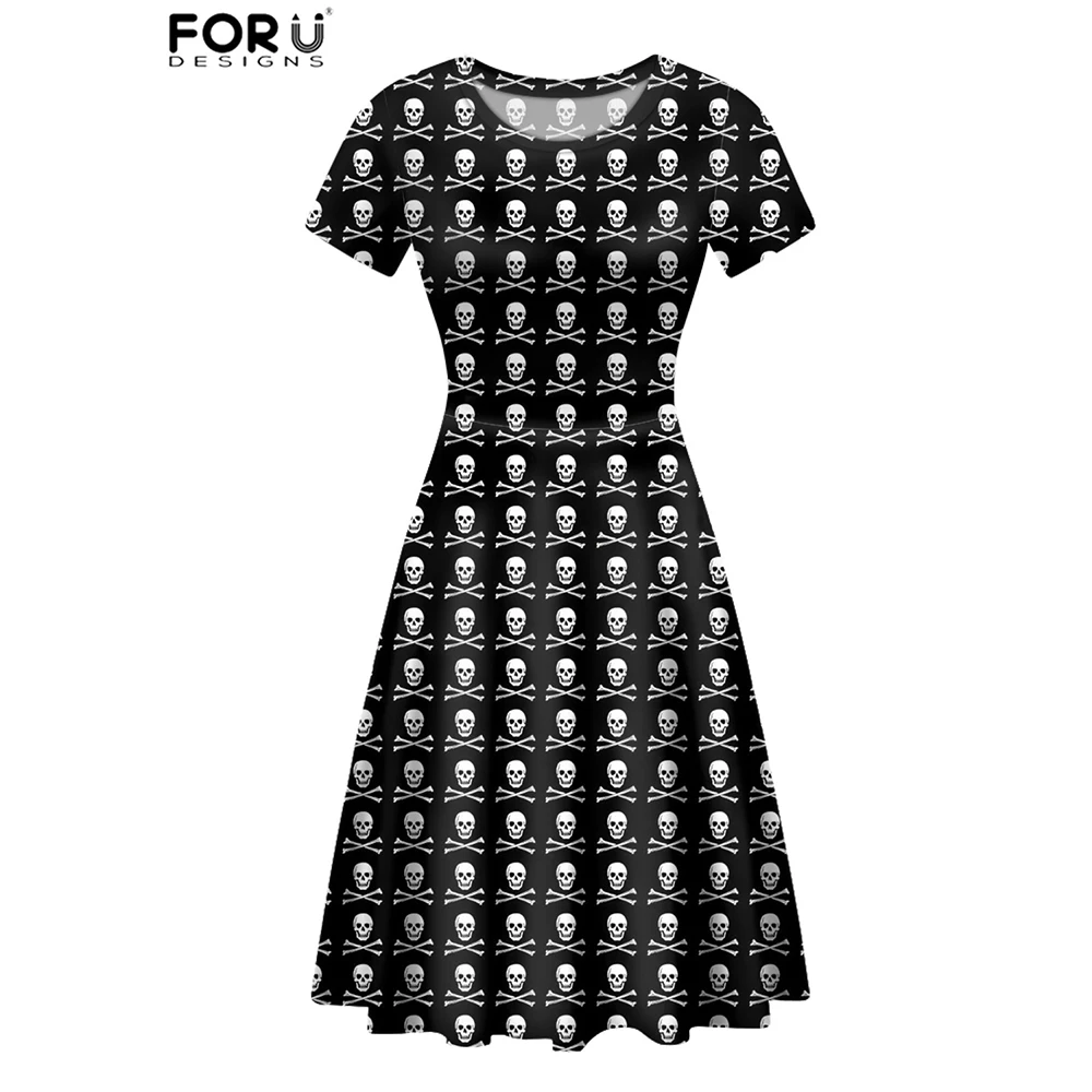 Женское короткое платье с рисунком черепа FORUSEDIGNS Элегантное Длинное в готическом