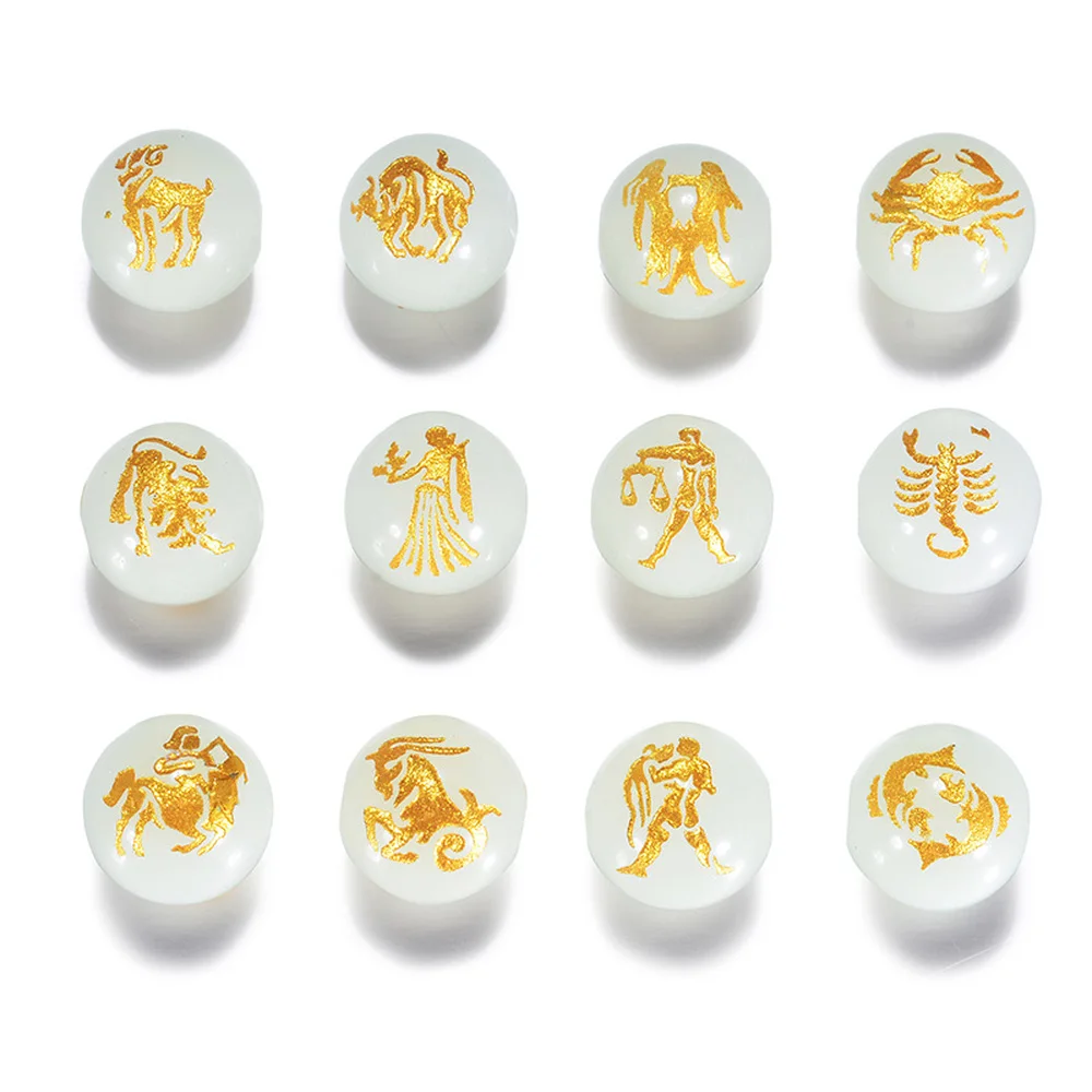 12pcs Mixed 10mm Luminous Noctilucent Glow In Dark Bead Balls 12 Constellations Beads for DIY Jewelry Necklace Bracelets | Украшения и