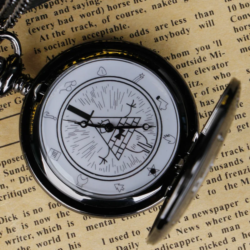 Билл Шифр черный кварцевые карманные часы Аналоговые в виде кулона