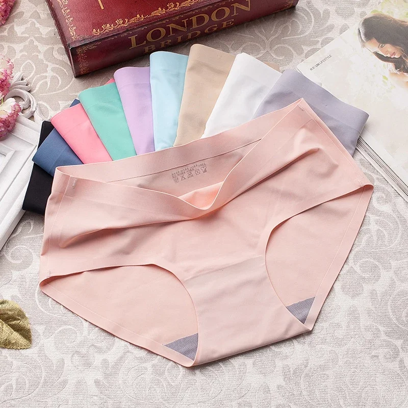 BZEL сексуальное нижнее белье бесшовное Для женщин однотонные Ice Silk трусы нейлон с