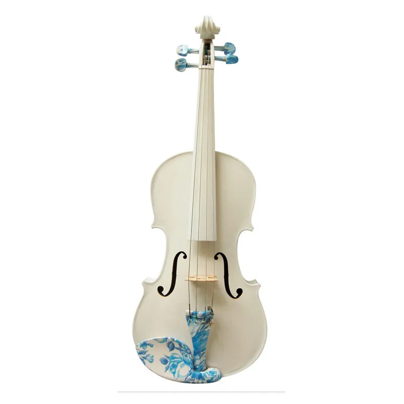 Акустическая скрипка 4/4 белая расписная клен Студенческая Скрипка для