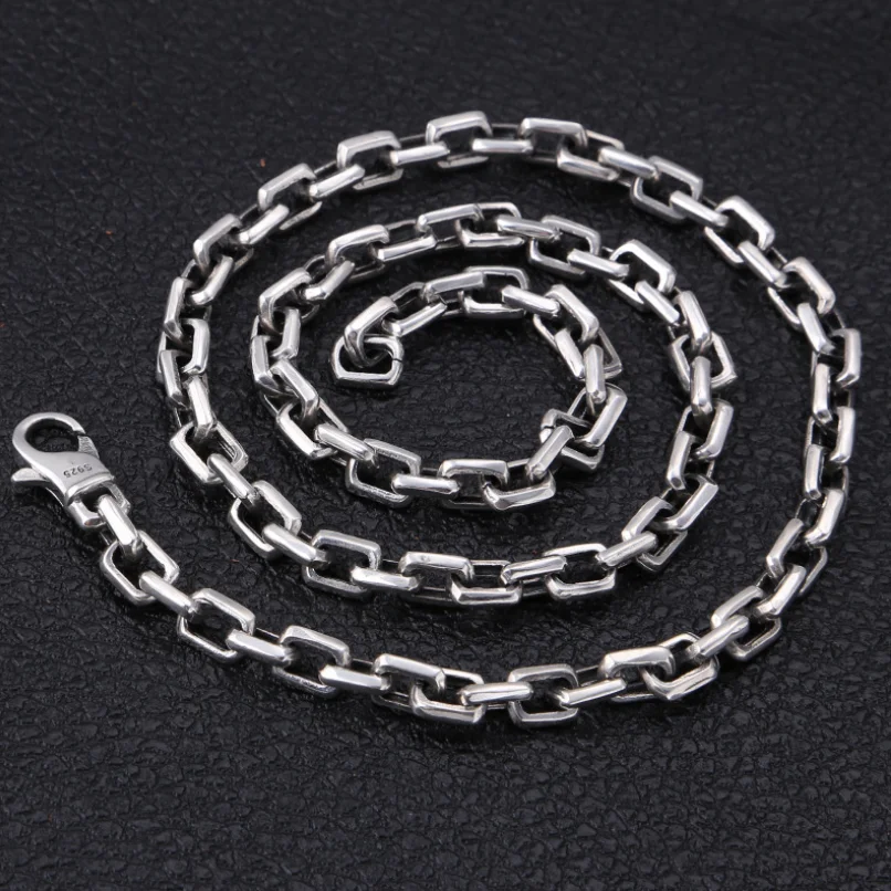 Цепь мужская из стерлингового серебра 925 пробы простого дизайна ожерелье