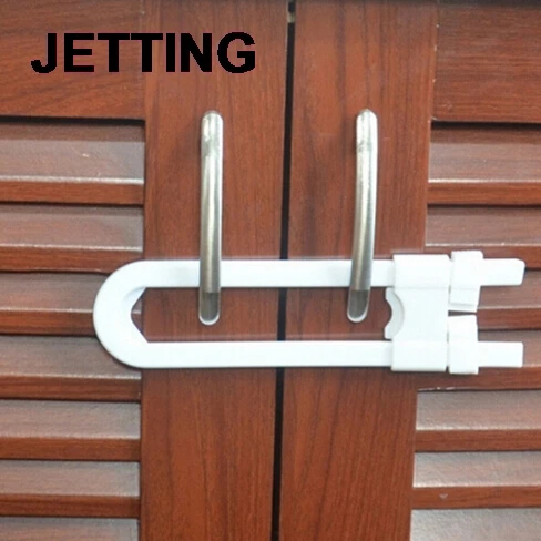 

1Pc U-shaped Locks Door Stops 18.5cm X 4.5cm Door Locks White Safety Plastic Drawer Lock For Child Kids Baby Safety Care