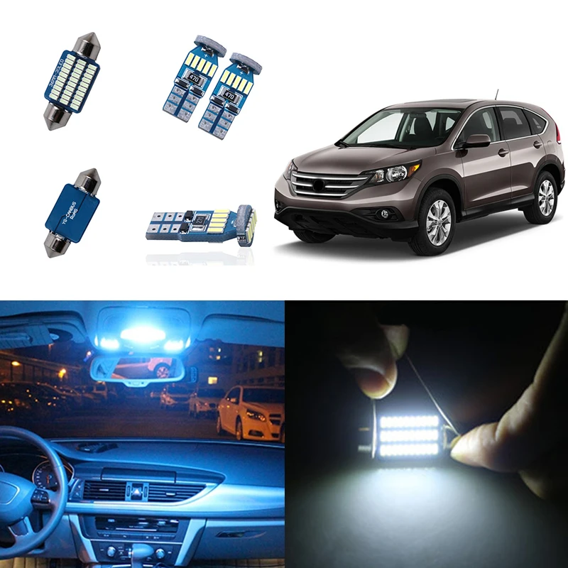 

8pcs T10 W5W Canbus White Ice Blue 194 168 LED Lamp Bulbs Interior Map Dome Trunk Plate Light for Honda CR-V CRV 2007-2012