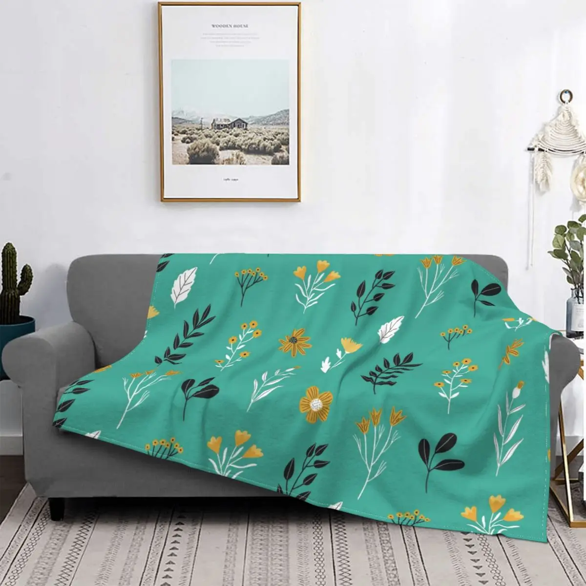 

Rose Flower Plant Blanket Plaid Printed Stitch Warm Portable Flannel Throw Blankets For Couch Room