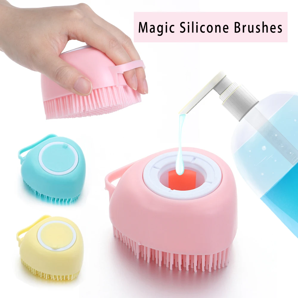 

Pet Dog Shampoo Brush Magic Silicone Brushes Bath Towels Body Brush Bath Belt Exfoliating Wash Skin Household Clean Shower Brush