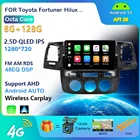 Автомагнитола 2DIN, Android 10, для Toyota Fortuner Hilux 2007, 2008, 2012, 2014, 2015, мультимедиа, видео, Gps-навигация, без DVD