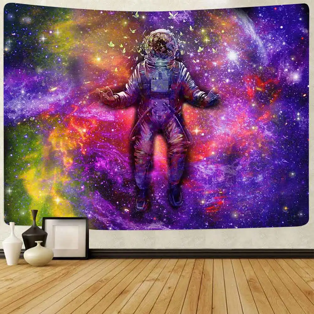 

Astronaut Tapestry Bohemian Hippie Trippy Galaxy Planet Art Wall Hanging Tapestries for Living Room Home Decor Banner