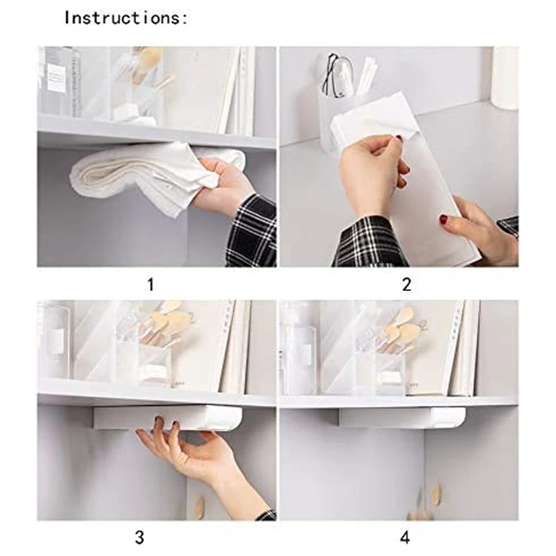 

2Pcs Drawer Pencil Tray Self Adhesive Desktop Organizer - Provides Underdesk Storage for Pens, Pencils, Office Supplies