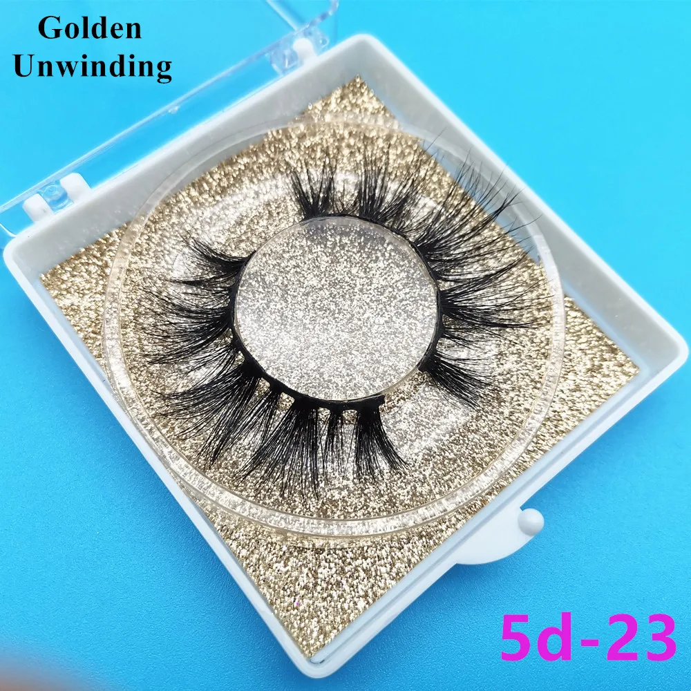 Золотые раскручивающиеся 5D-23 оптовая продажа 3d норковые ресницы натуральные