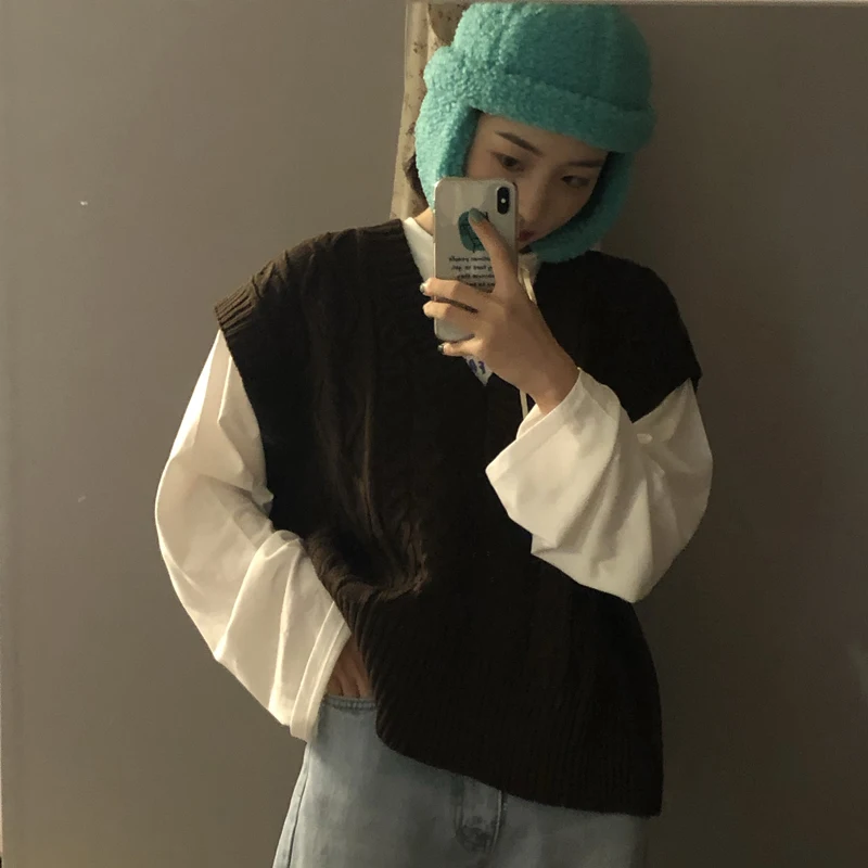 2 цвета 2019 для осени и зимы Вязанная в винтажном стиле С v-образным вырезом твист