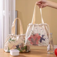 lunch bag corduroy canvas lunch box drawstring picnic tote eco cotton cloth small handbag dinner container food storage bags