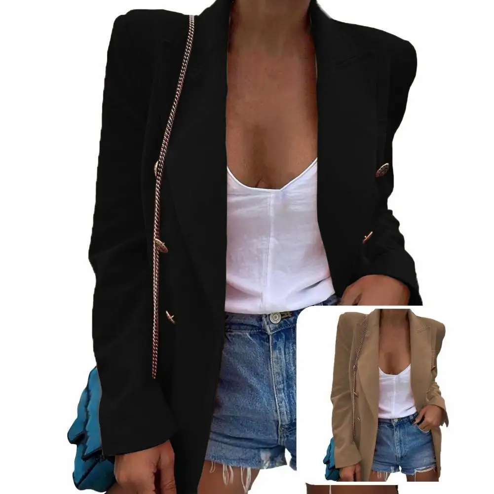 

Turn-down Collar Terrific Loose Women Blazer Anti-wrinkle Women Blazer Cardigan for Home