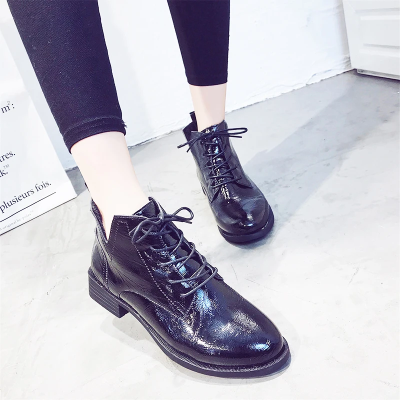 Women Ankle Boot Chelsea Ladies Lace Up Martin Style Low Heel Casual Outdoor | Обувь