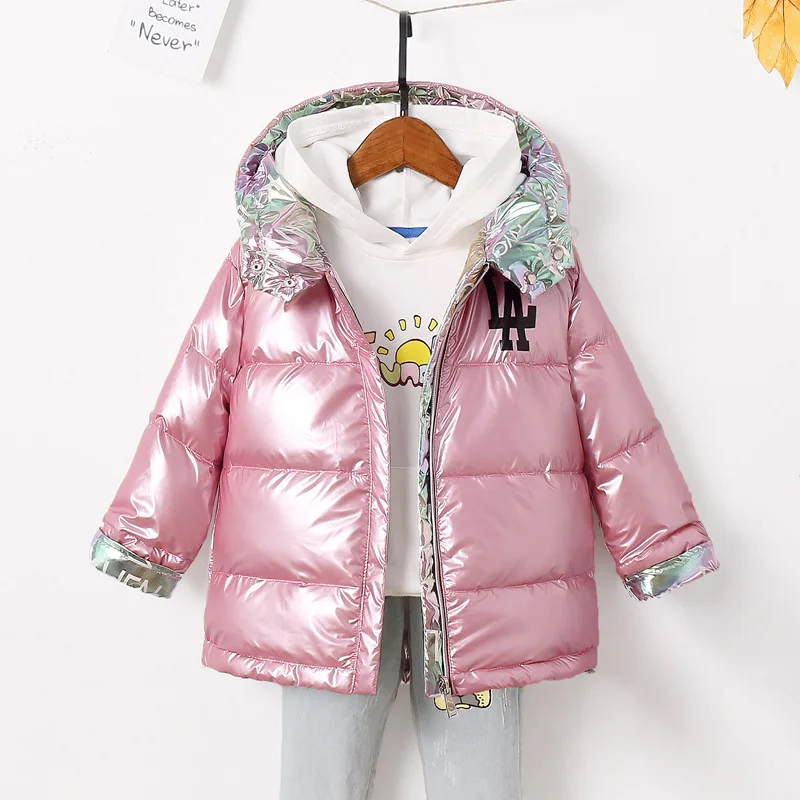 HH Children Fashion Winter Jacket For Girls Warm Hooded Down Coat Boys Double-sided Jackets Waterproof Coats Baby Kids Parka | Детская