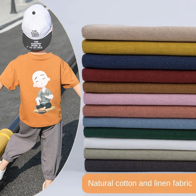 

Wide 57" Spring Summer Plain Cotton Linen Material Clothing fabric Thin National Style Pants Dress Fabric By the Half Yard