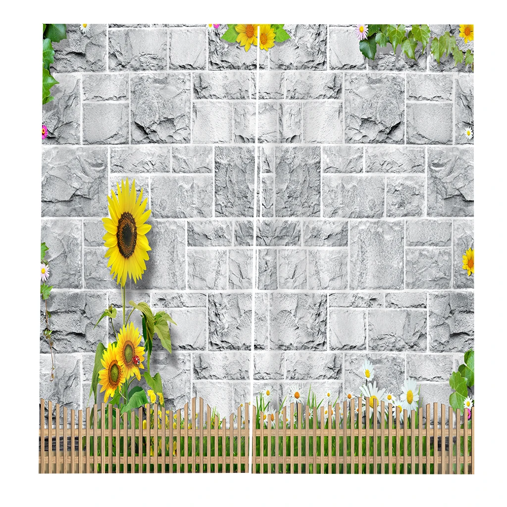 Фото на заказ фотообои из полиэстера цветок белая кирпичная стена принт для