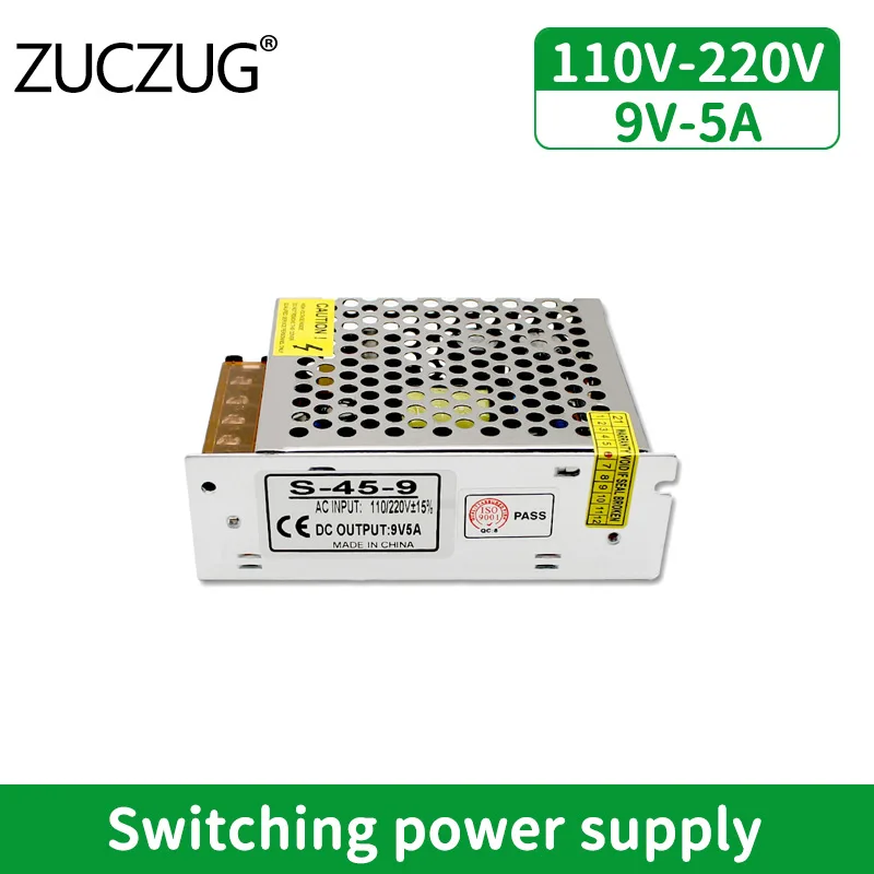 

9V 5A Switching Power Supply Transformer AC-DC Source Power Supply 45W Power Supply Source Adapter for Lighting Project CCTV
