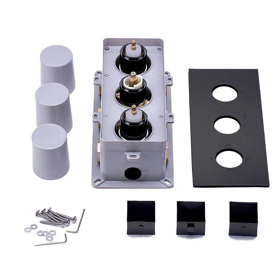 Черная матовая многофункциональная утопленная термостатическая полная Душевая