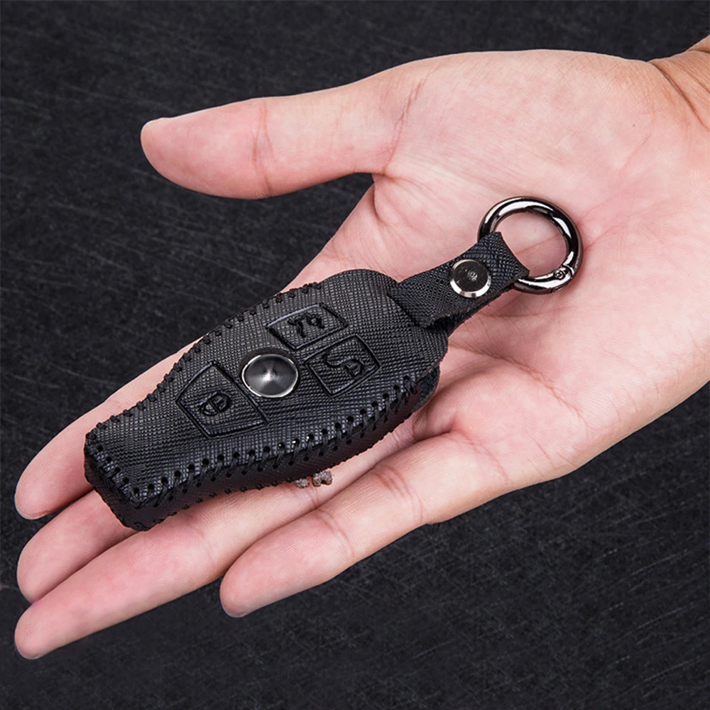 Genuine Leather Car Key Case Cover Keychain For Mercedes Benz W203 W210 W211 AMG W204 Remote Holder Accessories | Автомобили и