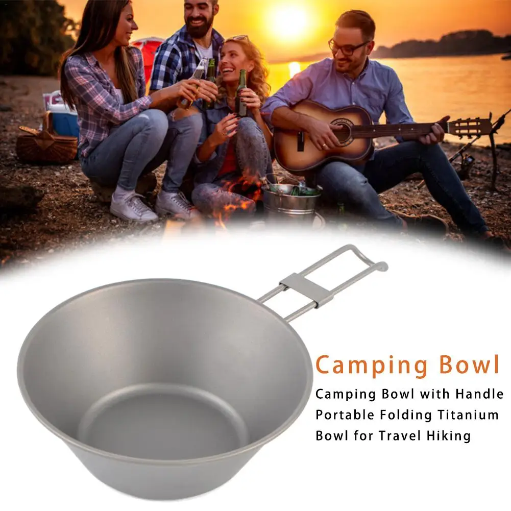 Ультралегкая титановая чаша уличная Складная ручка посуда для кемпинга складные