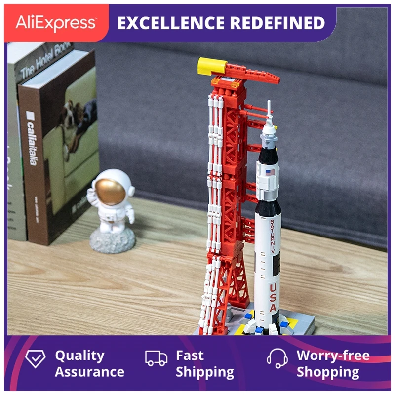 

Новинка Apollo Saturn V модель космической модели заднего вида со строительными блоками Launch Tower для детской модели в подарок