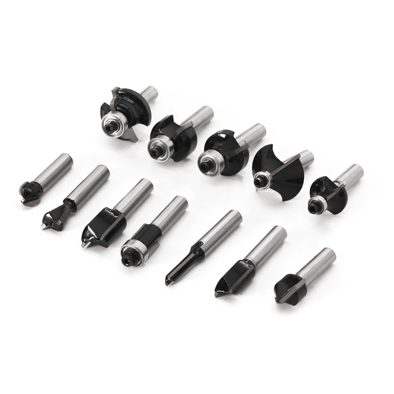 

12 Pieces Router Bit Set 1/4 Inch Shank Carbide Router Tool Bits for Woodworking Beginners to Commercial Users