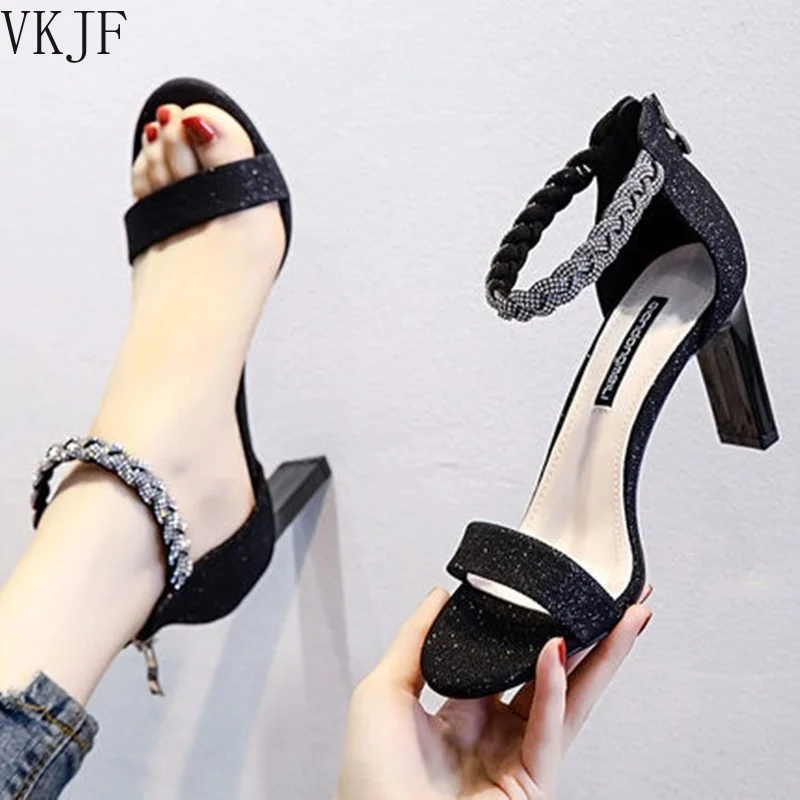 

Сандалии женские на высоком каблуке, мягкие босоножки на молнии, классические кожаные босоножки с оплеткой вокруг щиколотки, туфли с открыт...