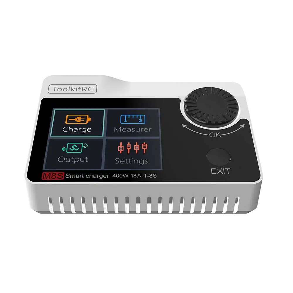 

ToolkitRC M8S 400W 18A Color Screen Balance Charger Discharger for 1-8S Lipo LiHV Life Lion NiMh 1-20s PB 1-12s Battery